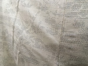 紬袷（うす金茶地｜絣・霧に花）