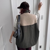 【受注予約:10月上旬入荷予定】ピーチボア切替中綿vest/カーキ