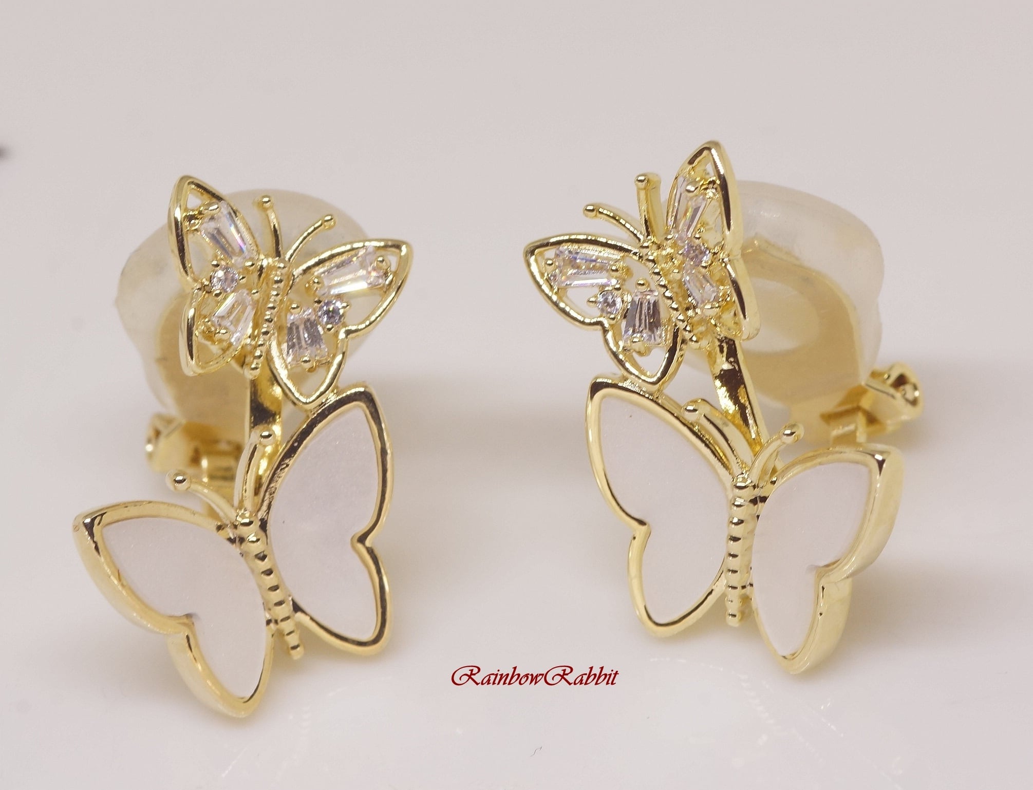 18K RGP プラチナ ダイヤ CZ リング ピアス yp5058 | Rainbow Rabbit