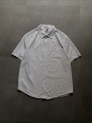 Quiksilver クイックシルバー 半袖シャツ チェック柄 ボタンダウン風 XL 白