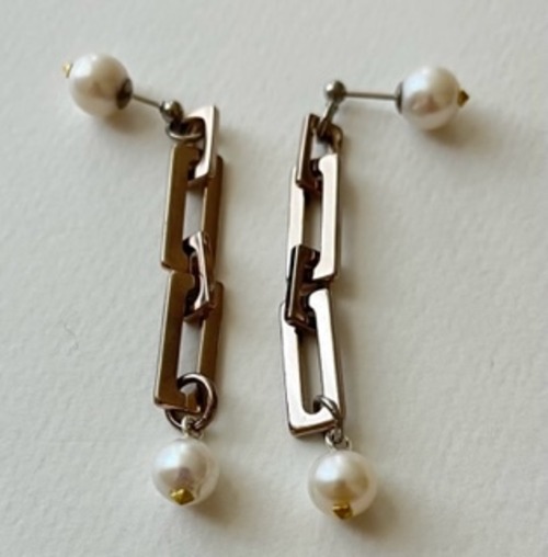 pearl chain earring pierce　(STcheE-1)