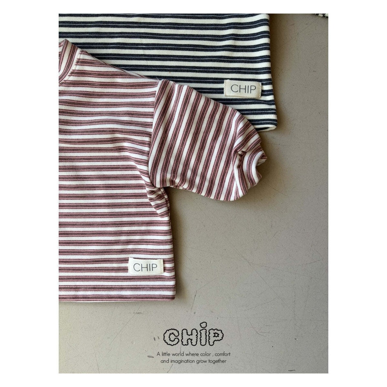 【取寄】CHIP ふわふわストライプ柄Tシャツ|冬服|韓国子供服