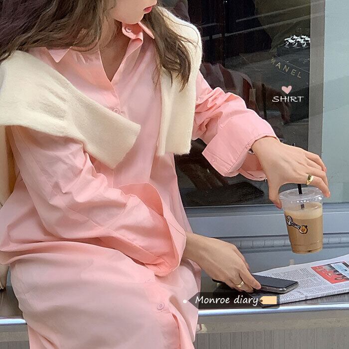 ルーズ薄手シャツ スプリングスタンダードジャケット トップス ロング レトロ 春物 モンロー33886265468