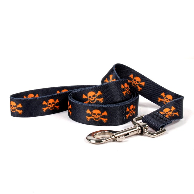 Orange & Black skulls　首輪＋リードセット XSサイズ - Yellow Dog Design