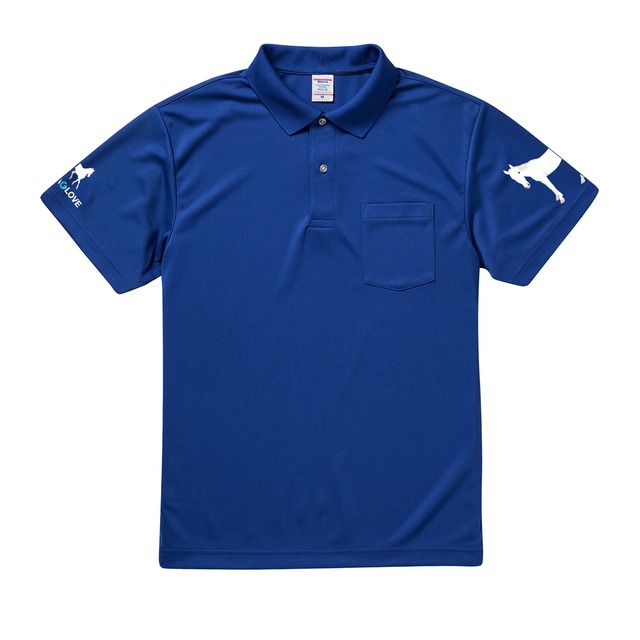 《袖口に馬》半袖ドライポロシャツ／コバルトブルー