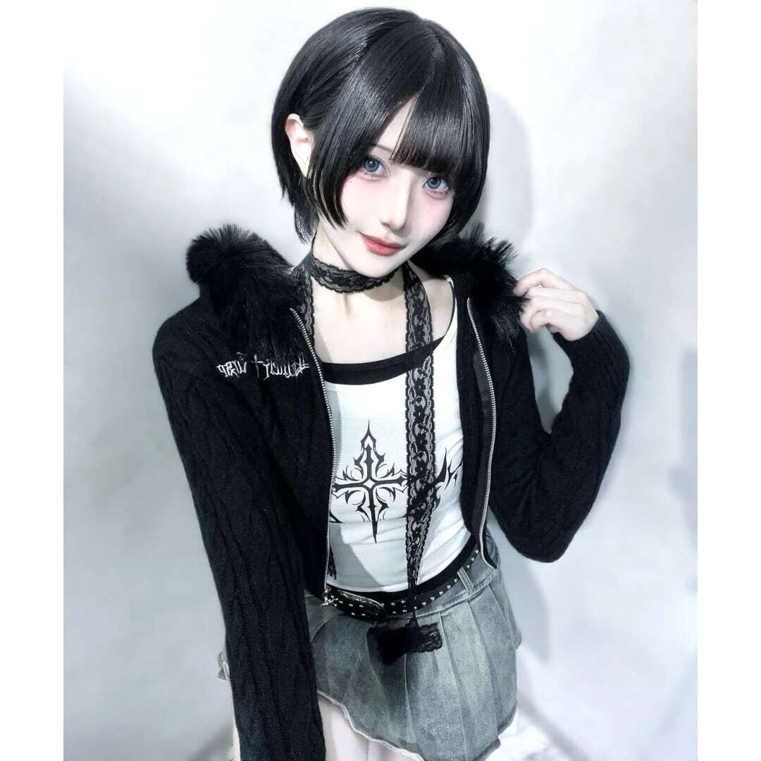 11/25新着】2点セット☆レースチョーカー付きロンT(クロスモチーフ