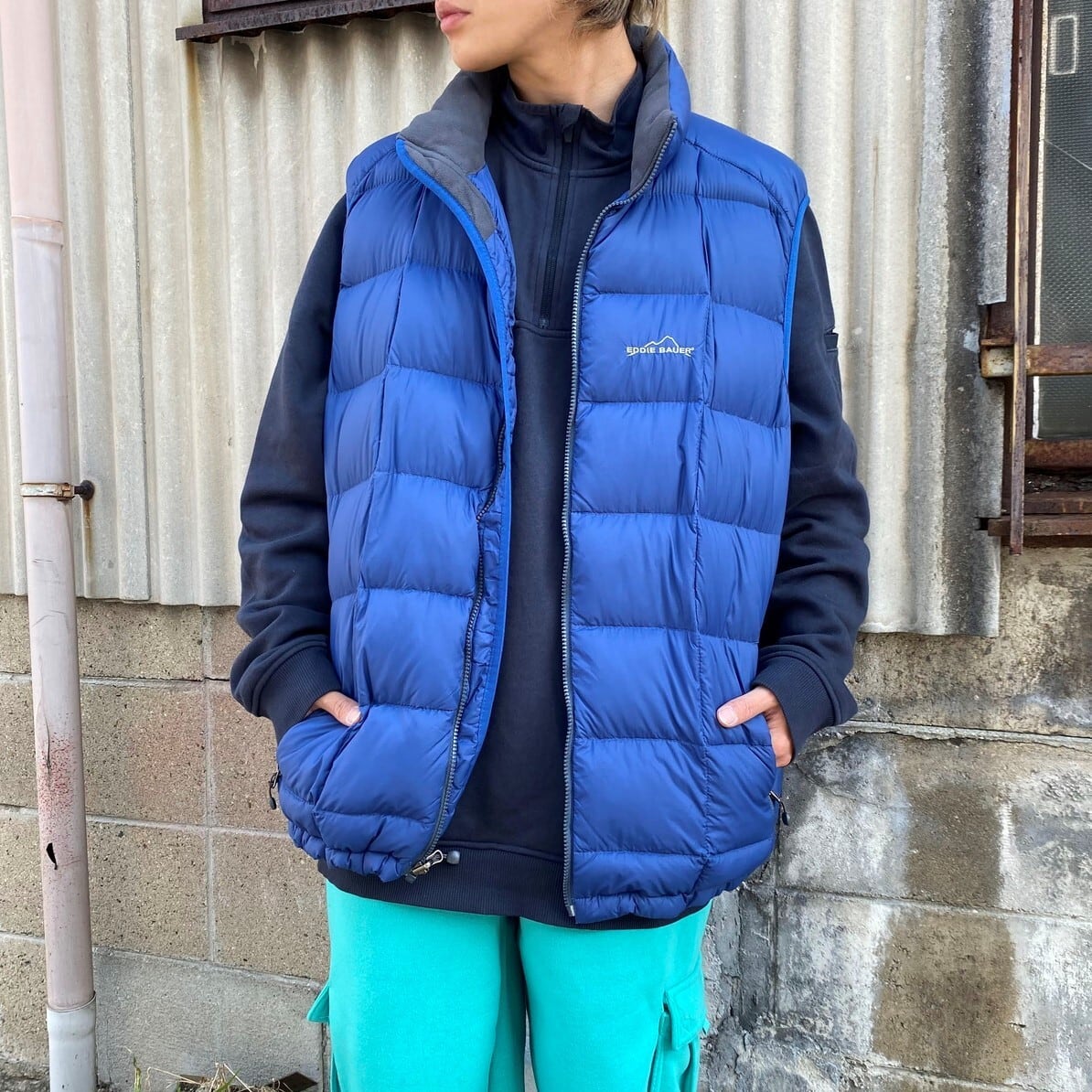 柴田ひかり 着用 Eddie Bauer 80s ダウンベスト ベージュ 金タグ-