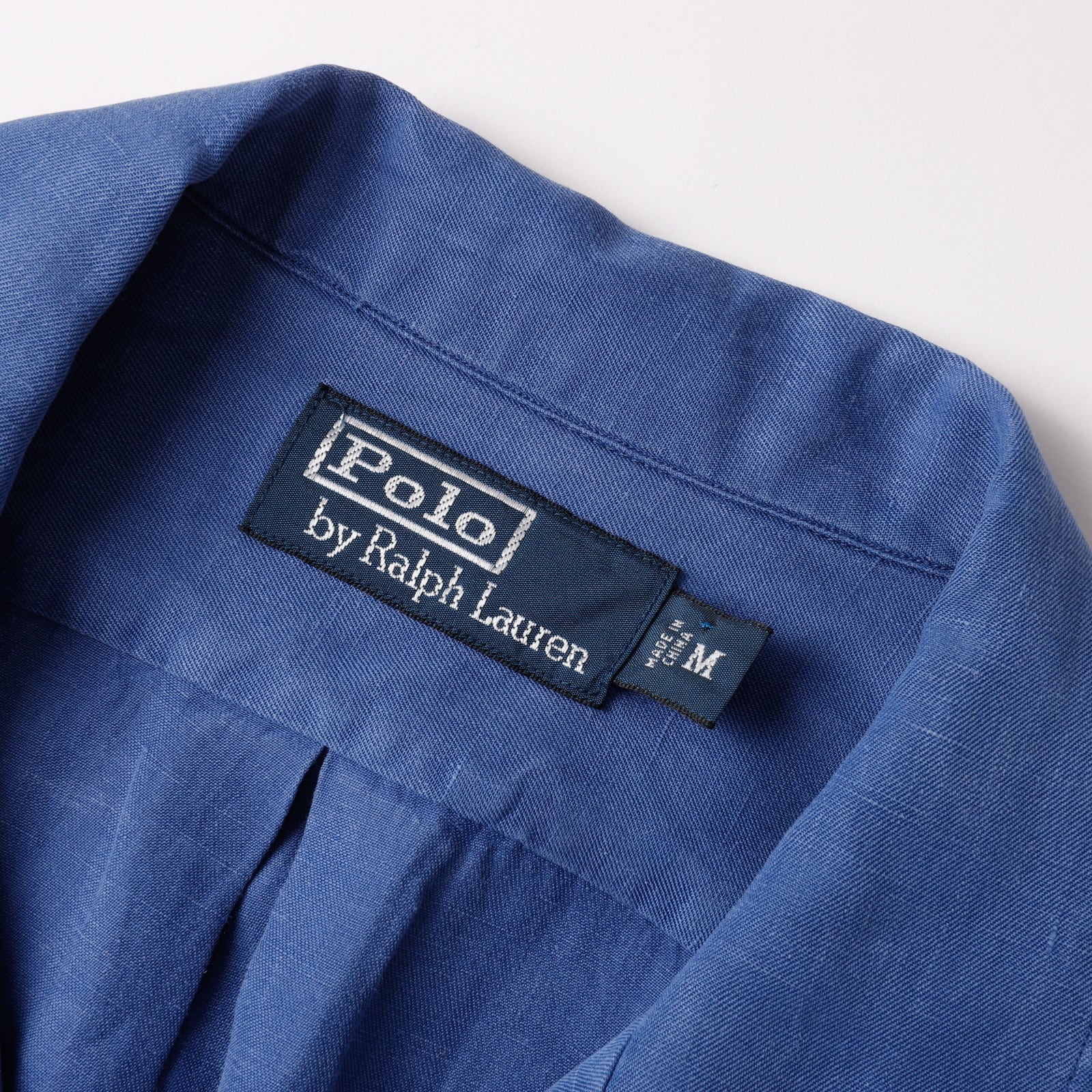 極美品】90s Ralph Lauren special linen silk open collar shirt big