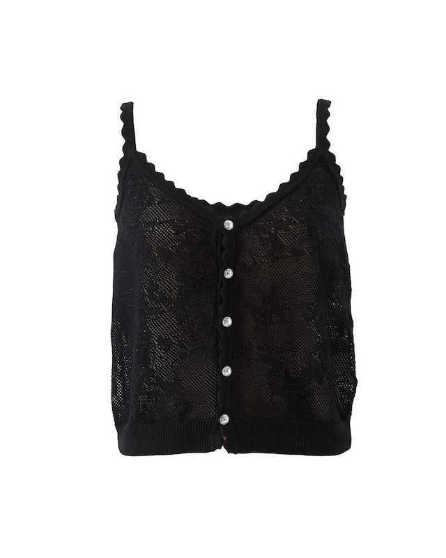 クリスタルボタンキャミニット errie　ブラック