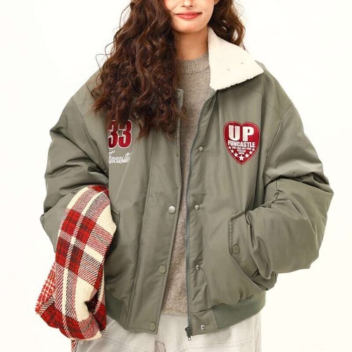 【即納】boa collar logo jacket　ボアカラーロゴジャケット　J1768　Lサイズ