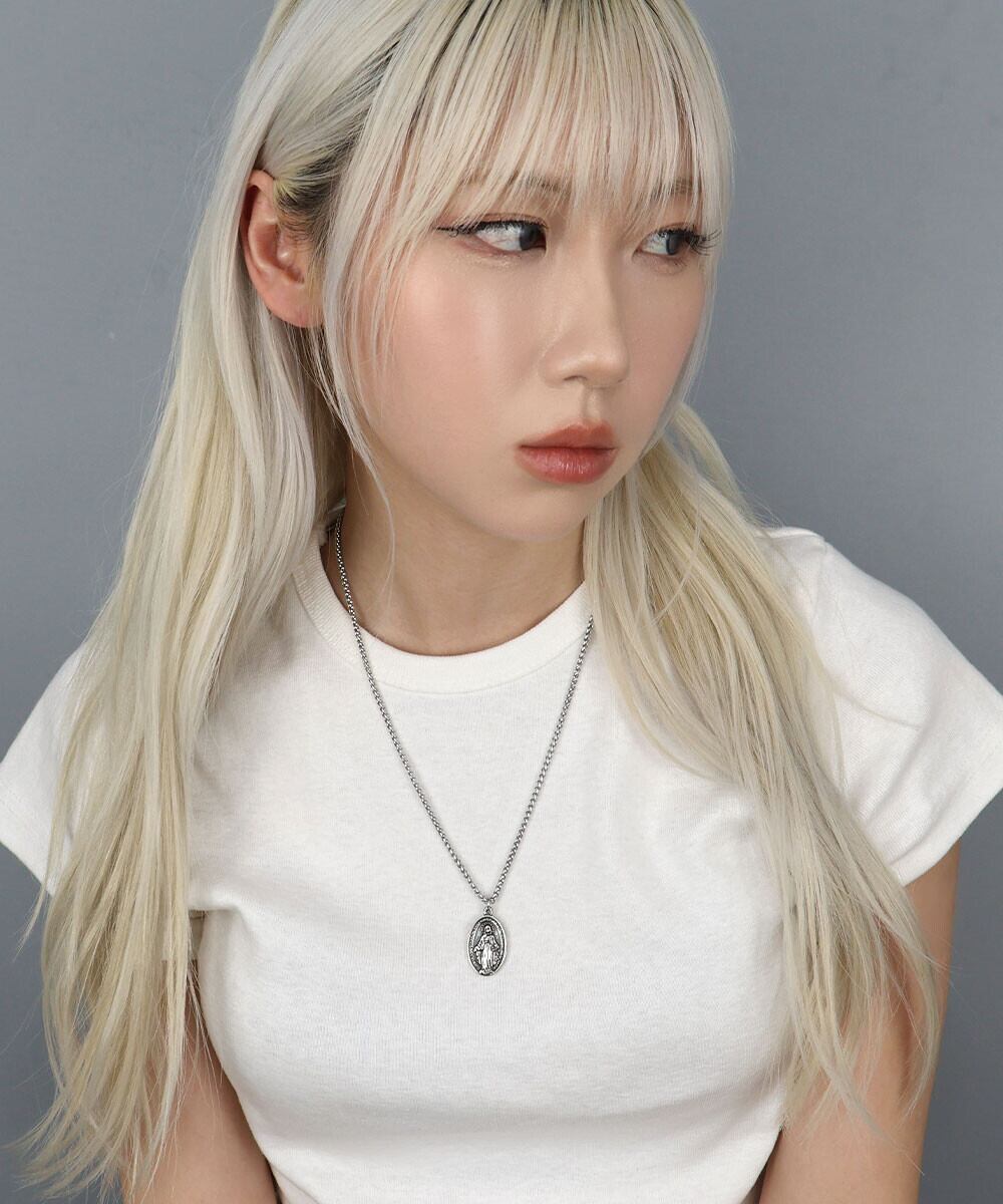 【サージカルステンレス 316L】メンズライク モチーフネックレス オーバルコイン 金属アレルギー対応