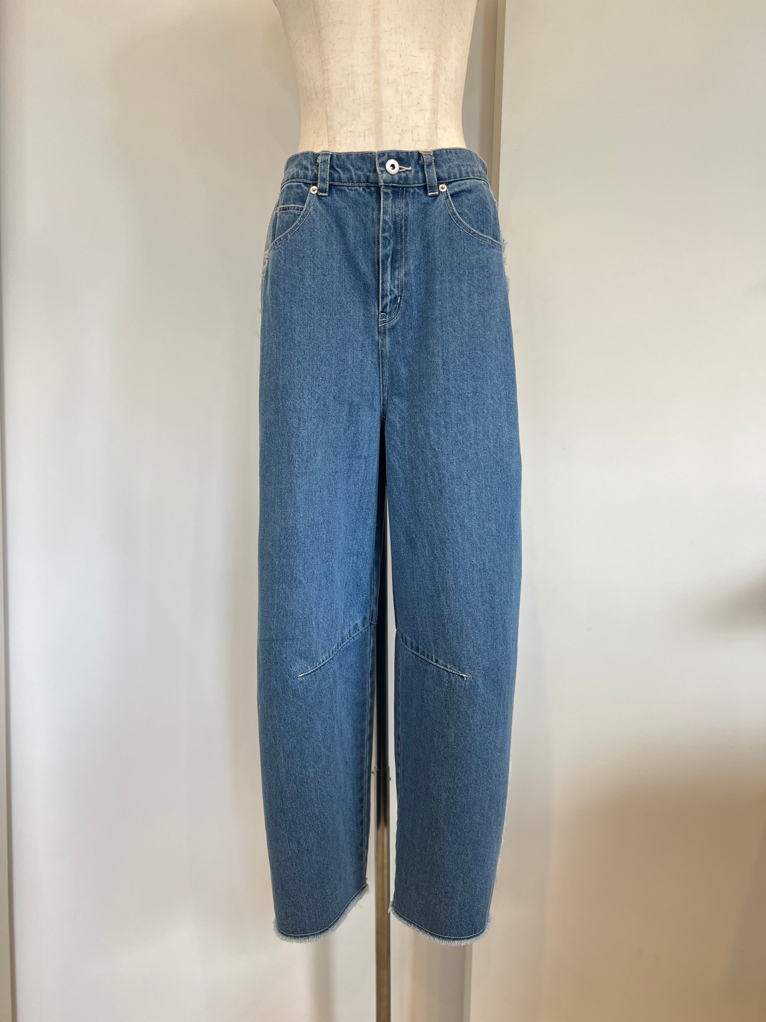 【SELECT】バレルシルエット断ち切りラインデニムパンツ 34-0137