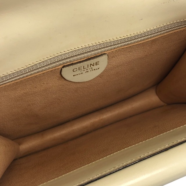 CELINE セリーヌ ガンチーニ ダブルフラップ レザー トップハンドル ハンドバッグ ベージュ vintage ヴィンテージ オールド gpzv4g