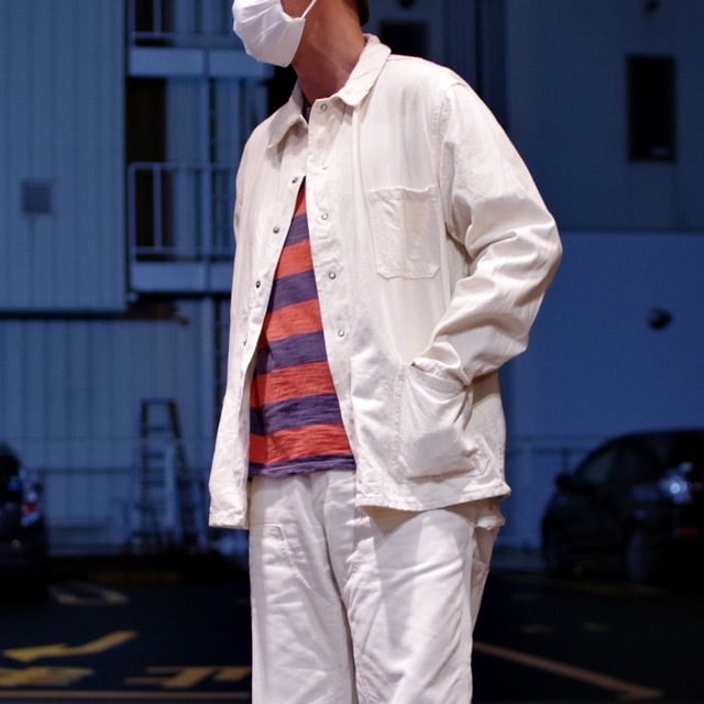 Euro Ecru Color Work Jacket / 生成り色 カバーオール ミント