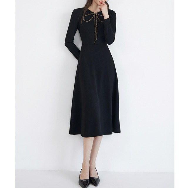 パールリボン フレアワンピース　ch0519