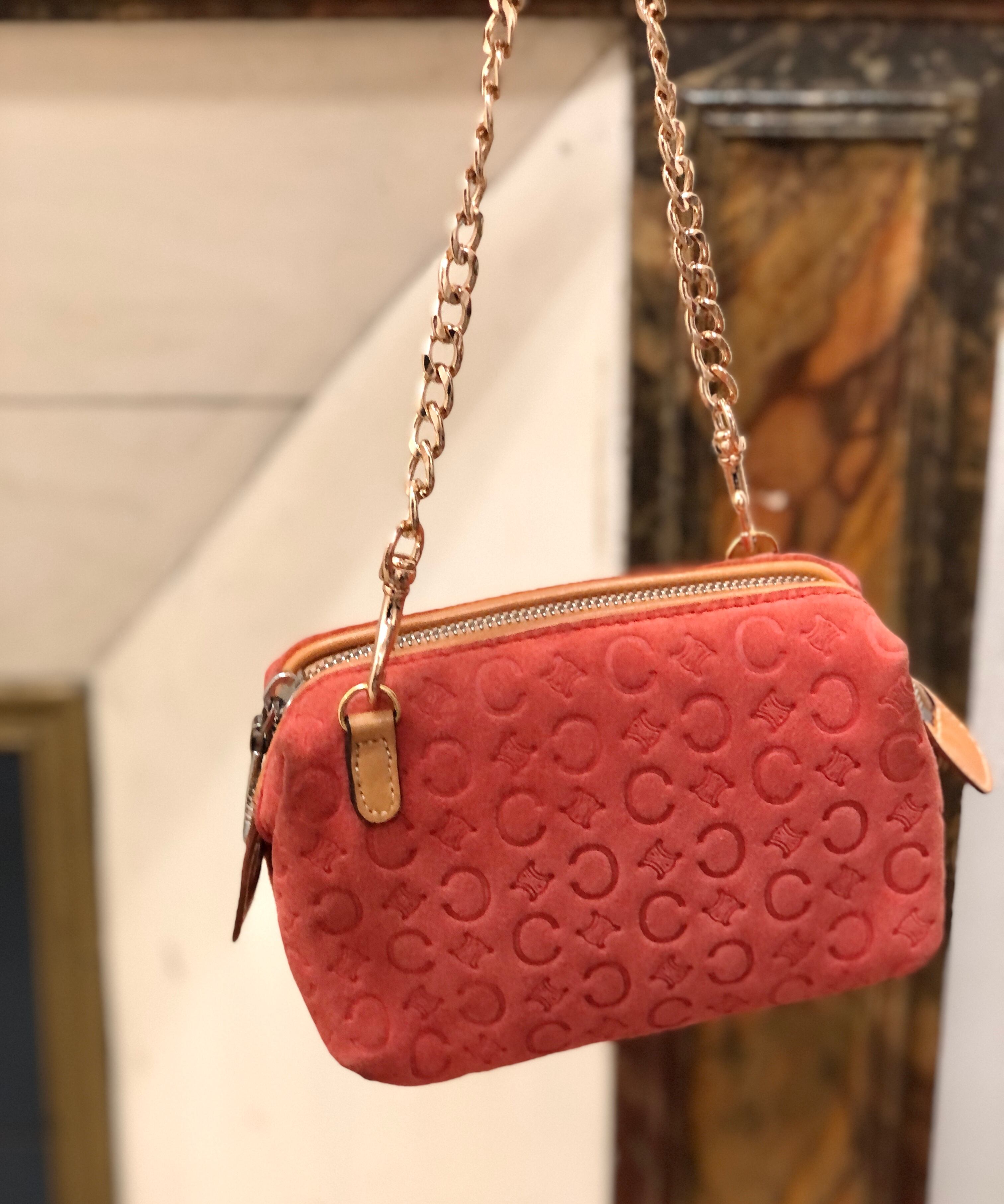 CELINE セリーヌ　Cマカダム　ヌバック　ミニバッグ　ハンドバッグ　CHERRY BLOSSOM　ピンク　vintage　ヴィンテージ　 オールドセリーヌ　28tdkd | VintageShop solo powered by BASE