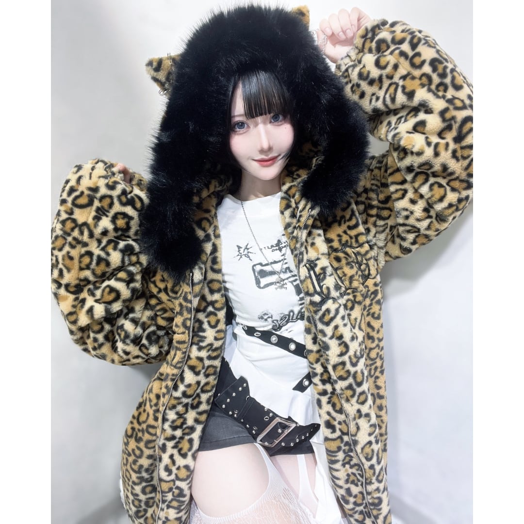 ヒョウ柄ネコ耳ロゴファー☆BIGブルゾン | VOLCAN&APHRODITE