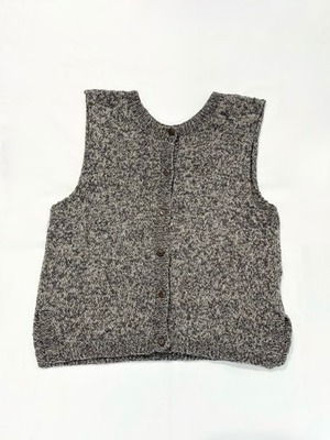シサム工房・手編みコットンニット　2wayミックスカラーVest・GYm