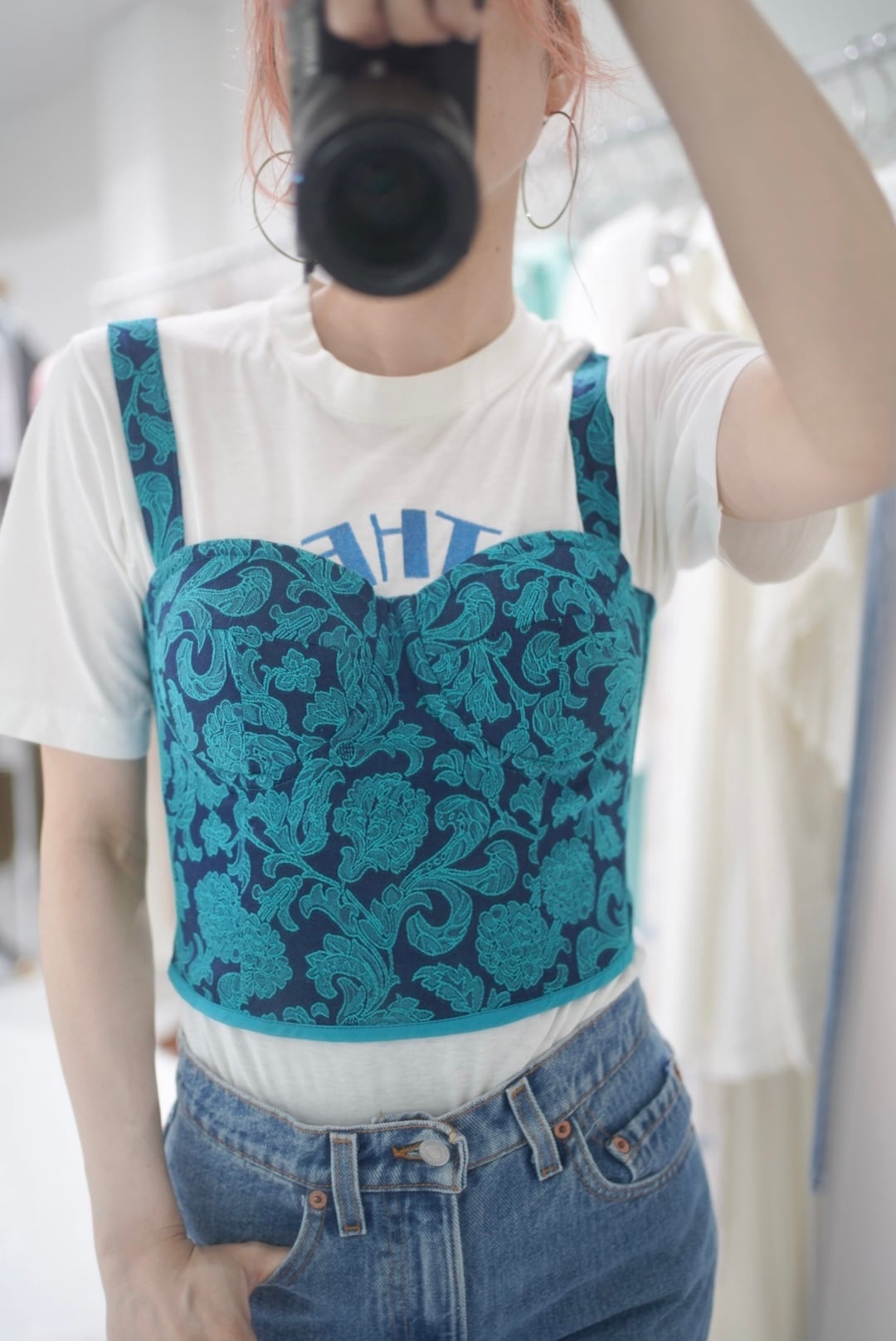 blue flower bustier