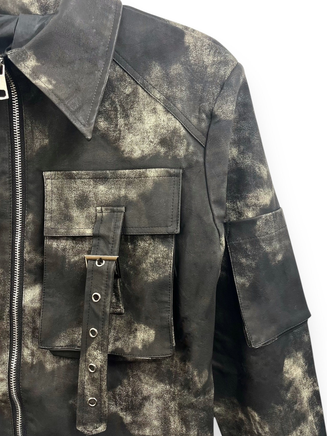 【PLANET STUDIO】fade short leather jacket