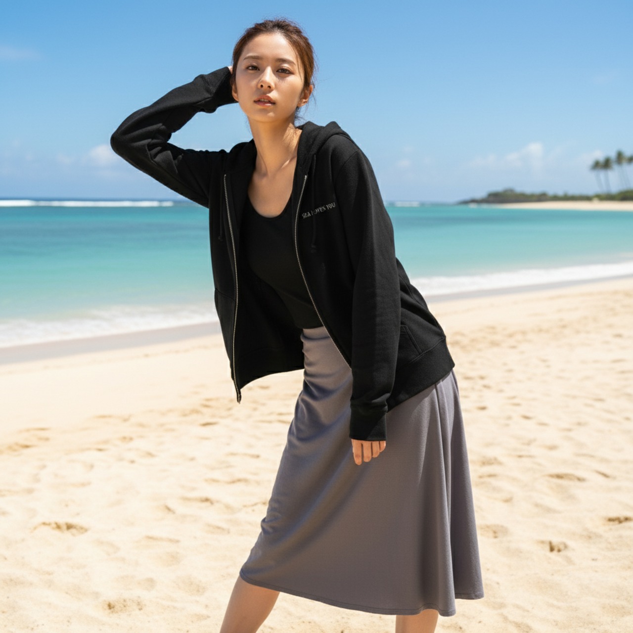 Flag of Diver-フルジップパーカー(ブラック) - 7