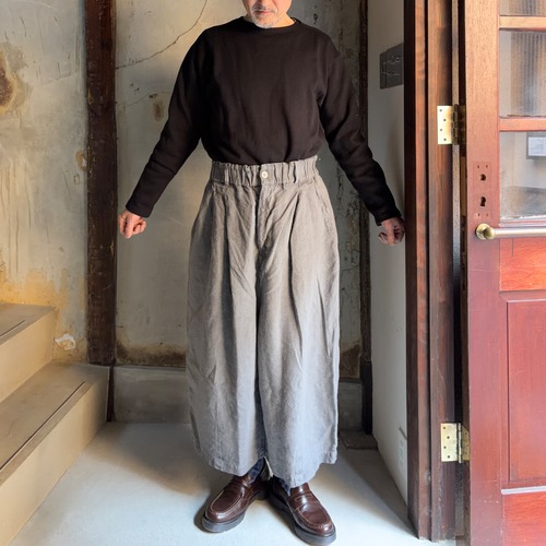 MITTAN PT-138 起毛大麻ワイドパンツ　薄炭