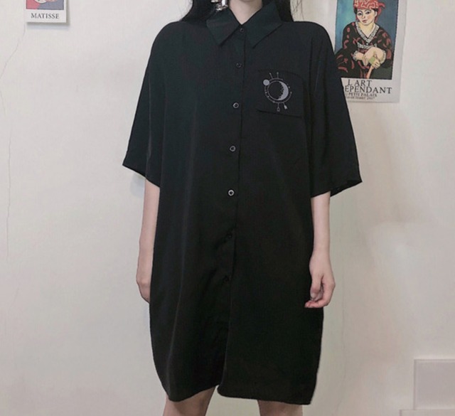 ロンT ムーン シンプル かわいい 半袖 長袖 スカート チェック ブラック セットアップ 韓国ファッション 135