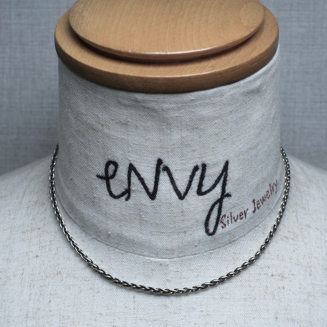 別注 シルバー925 silver スクリューチェーン燻ネックレス/軽研磨仕上げ/40cm