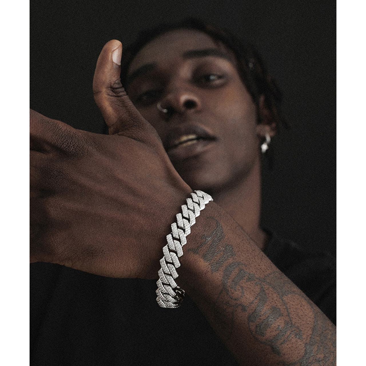 4色 13mmジルコン キューバンブレスレット W230