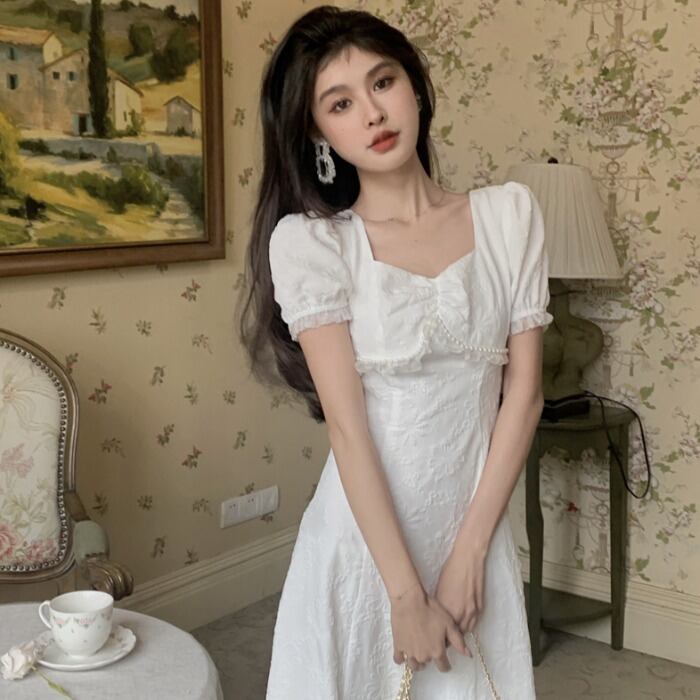 スカート レディースサマースリーブドレス バックレスウェスト薄手 大人ガーリー スウィート キュート カジュアル 夏物 1号婦人37175445559