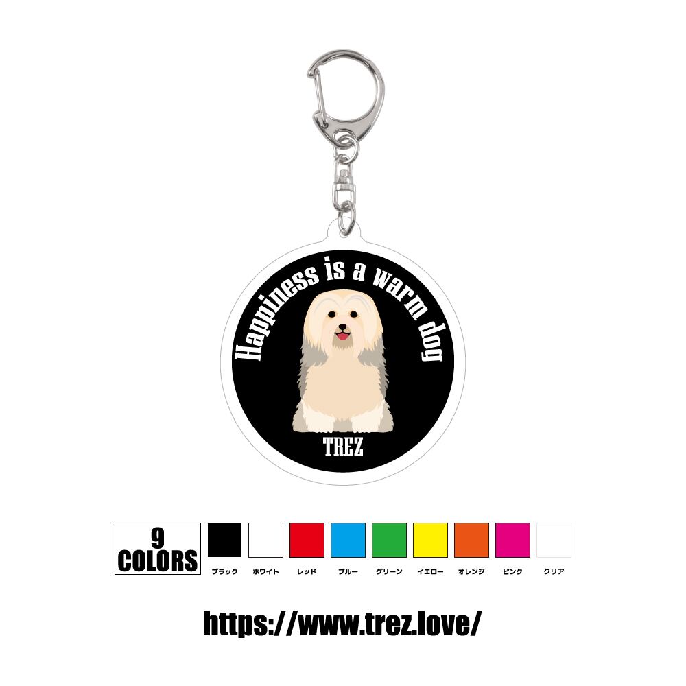 全9色 名前入り ハバニーズ アクリル 迷子札 ネームタグ キーホルダー