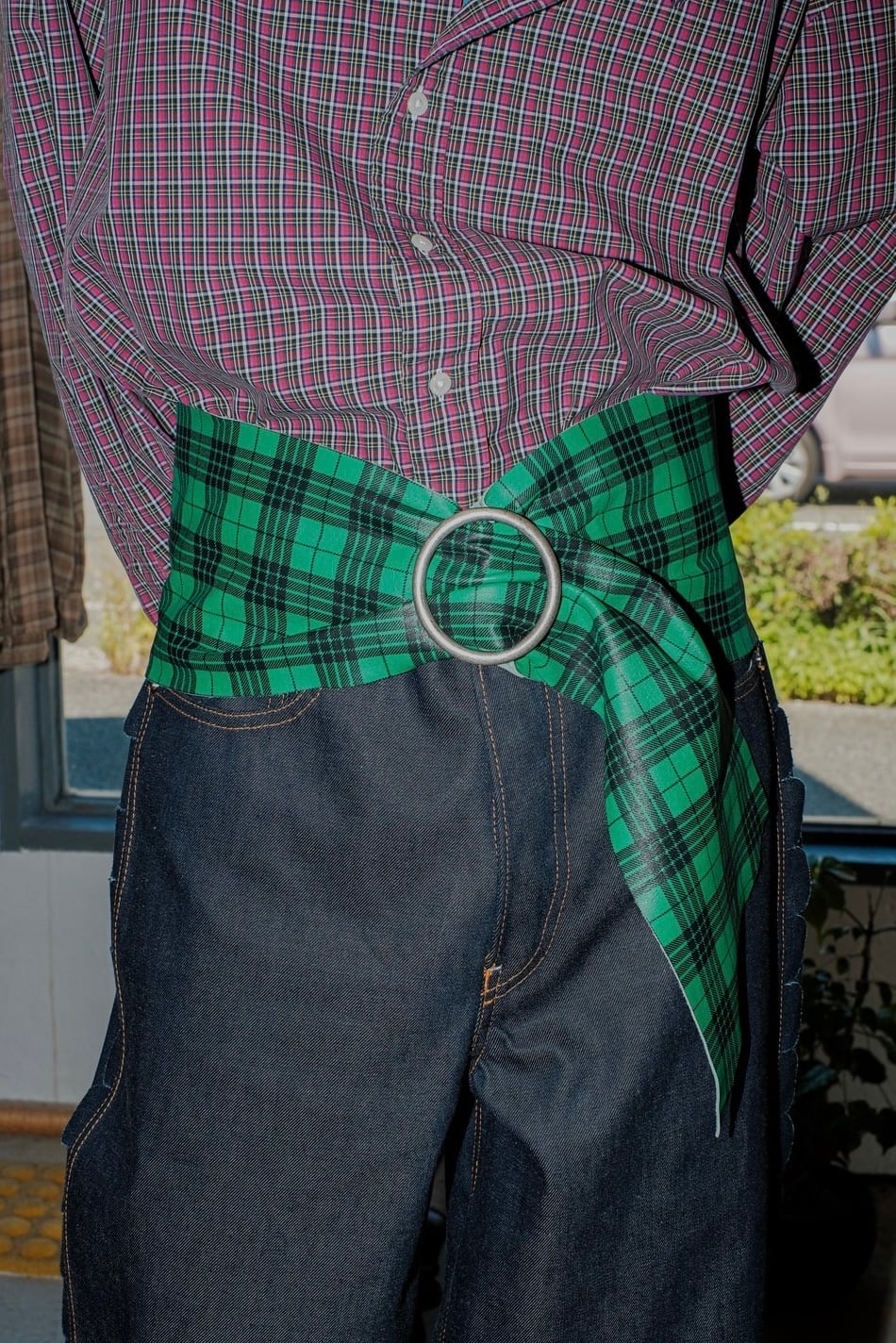 COMME des GARÇONS CHECK LEATHER BELT