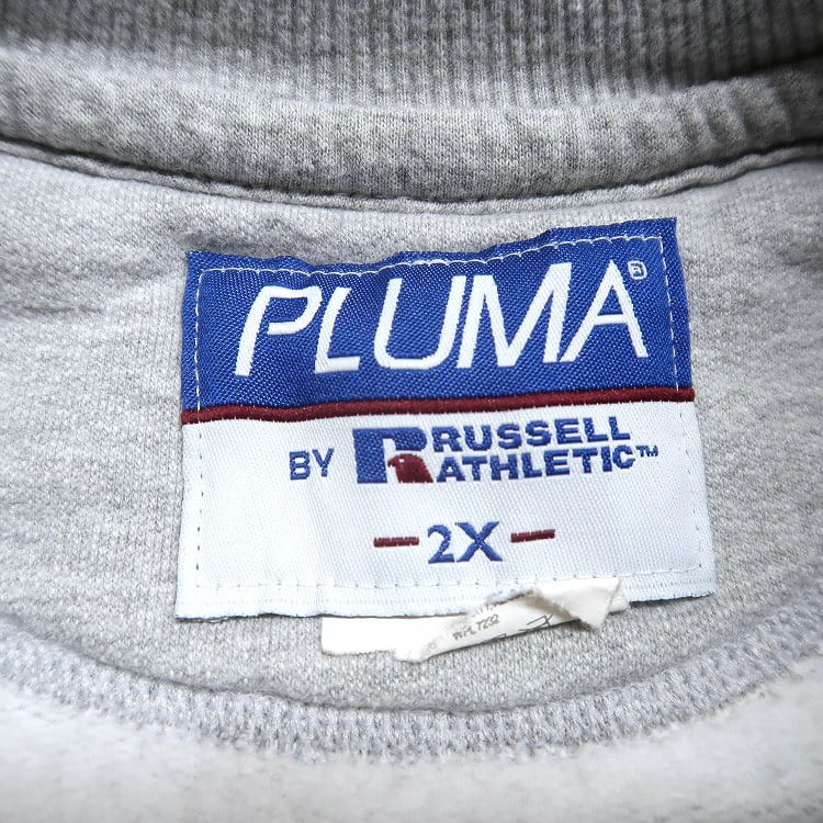 デッドストック！PLUMA byラッセル製・スウェット（チャコールグレー・XL） PLUMA BY RUSSEL プルーマ バイ ラッセル 無地スウェット グレー L