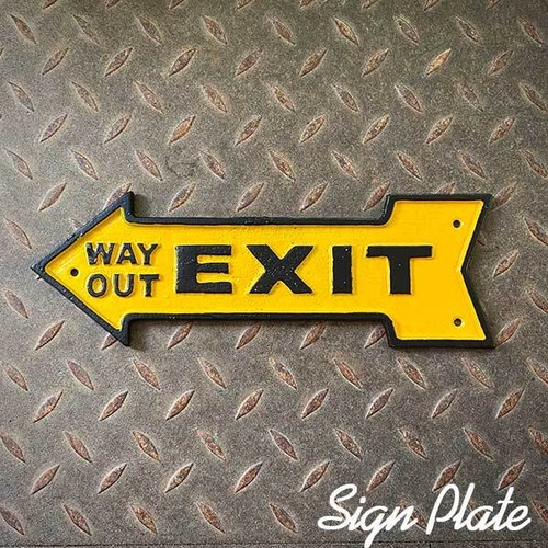 SIGN PLATE EXIT サインプレート キャストアイアン製 アンティーク加工 レトロ インテリア 看板 POSHLIVING