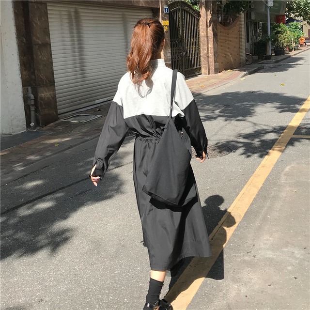 カジュアル スポーティー ハーフジップ 無地 ハイネック バイカラー 長袖 ワンピース 韓国 オルチャン 新作 秋冬 秋 冬 2colors Ut 2 Musubi Me 韓国 オルチャン レディースファッションのお店