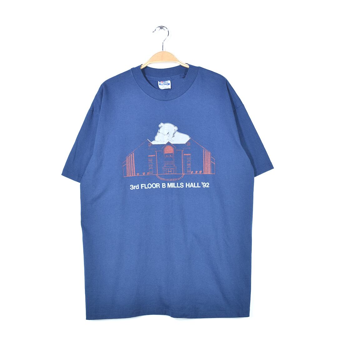 90s ノースカロライナ大学 USA製 ヴィンテージTシャツ カレッジ UNCA ネイビー ブルドッグ アニマルプリント HANES メンズXL 古着 @BZ0418