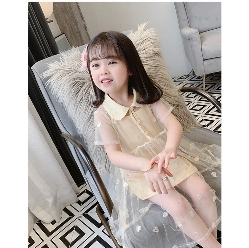 オーガンシー2ピースワンピース••••••プチプラ 海外子供服 女の子 ドレス シャツ