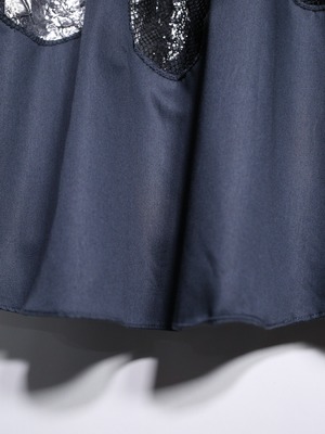 REMAKE / silver × mesh flower switching and many button design shirt