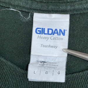 【GILDAN】アメリカ DA BEST プリント Tシャツ ディープグリーン L US古着