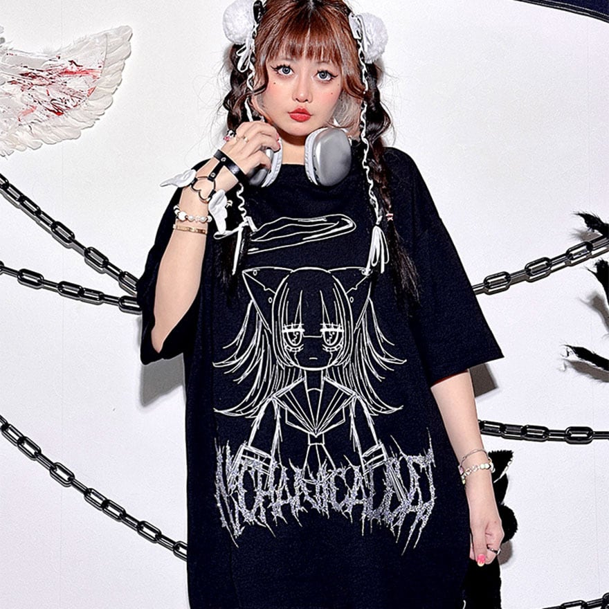 ゴスロリ通販 With U 半袖Tシャツ ゆったり ラウンドネック 地雷