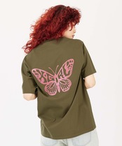 【X-girl】GLITTER BUTTERFLY LOGO S/S TEE【エックスガール】