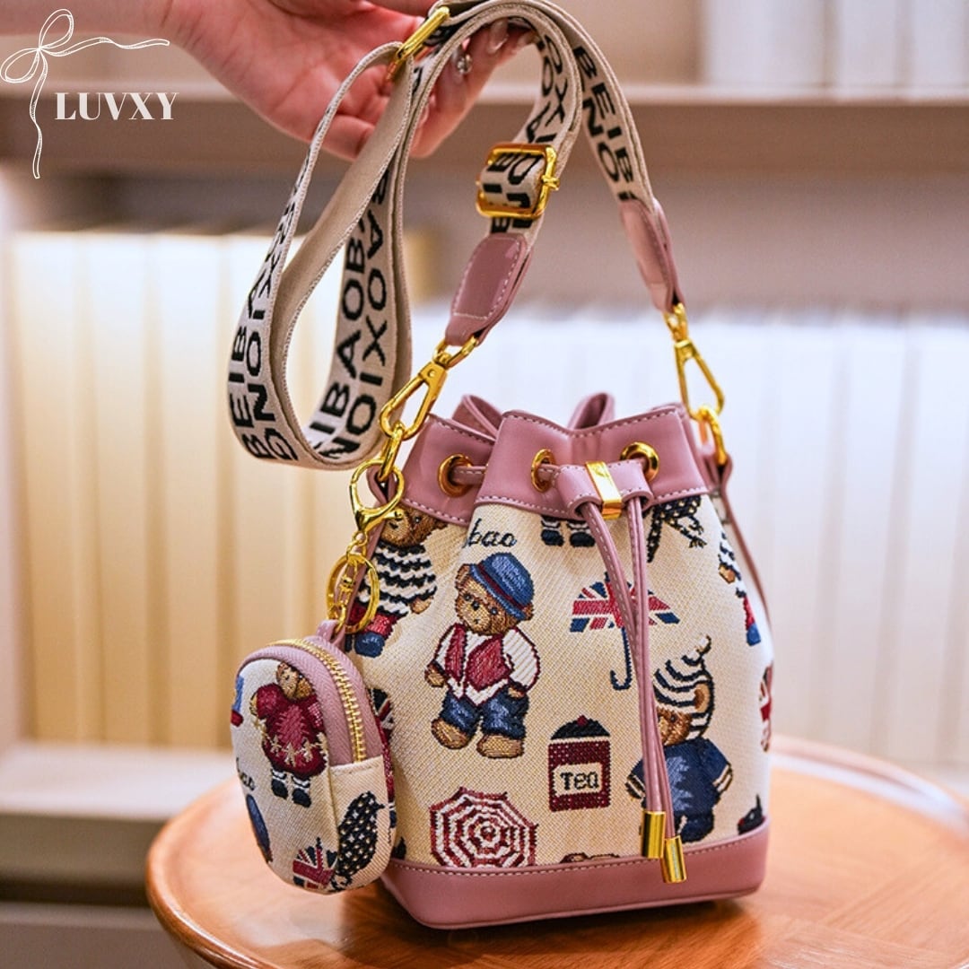 テディリュクス刺繍バケットバッグ♥LA234