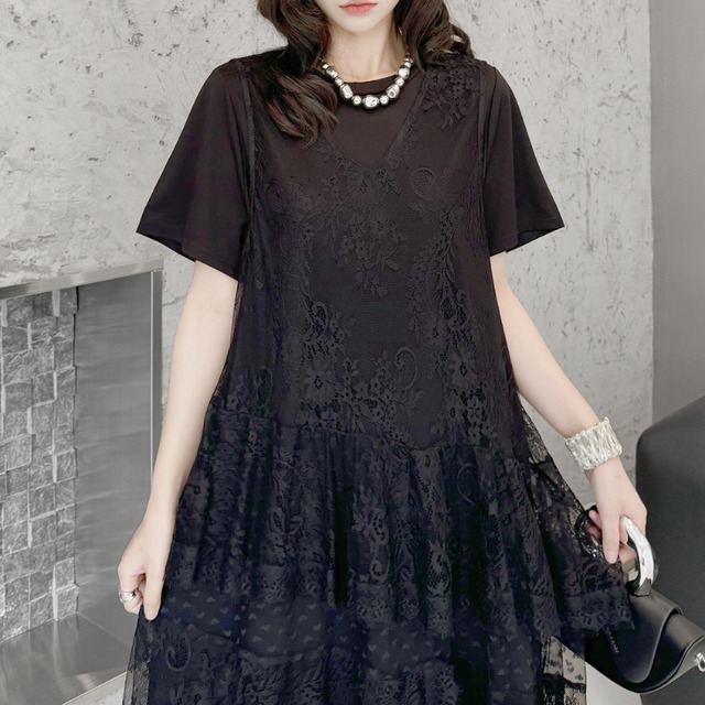 Asymmetric lace layered setup C1557