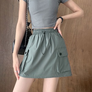 カーゴスカート レディース ミニスカート 韓国 ハイウエスト 大人 かわいい おしゃれ 春夏秋 インナーパンツ付き Aライン カジュアル ワークスカート 大人可愛い 大人女子
