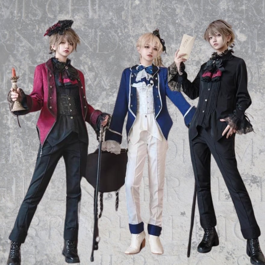 王子系ロリィタ 男装ジャケット レッド×ゴシック 舞台衣装向け｜WithU