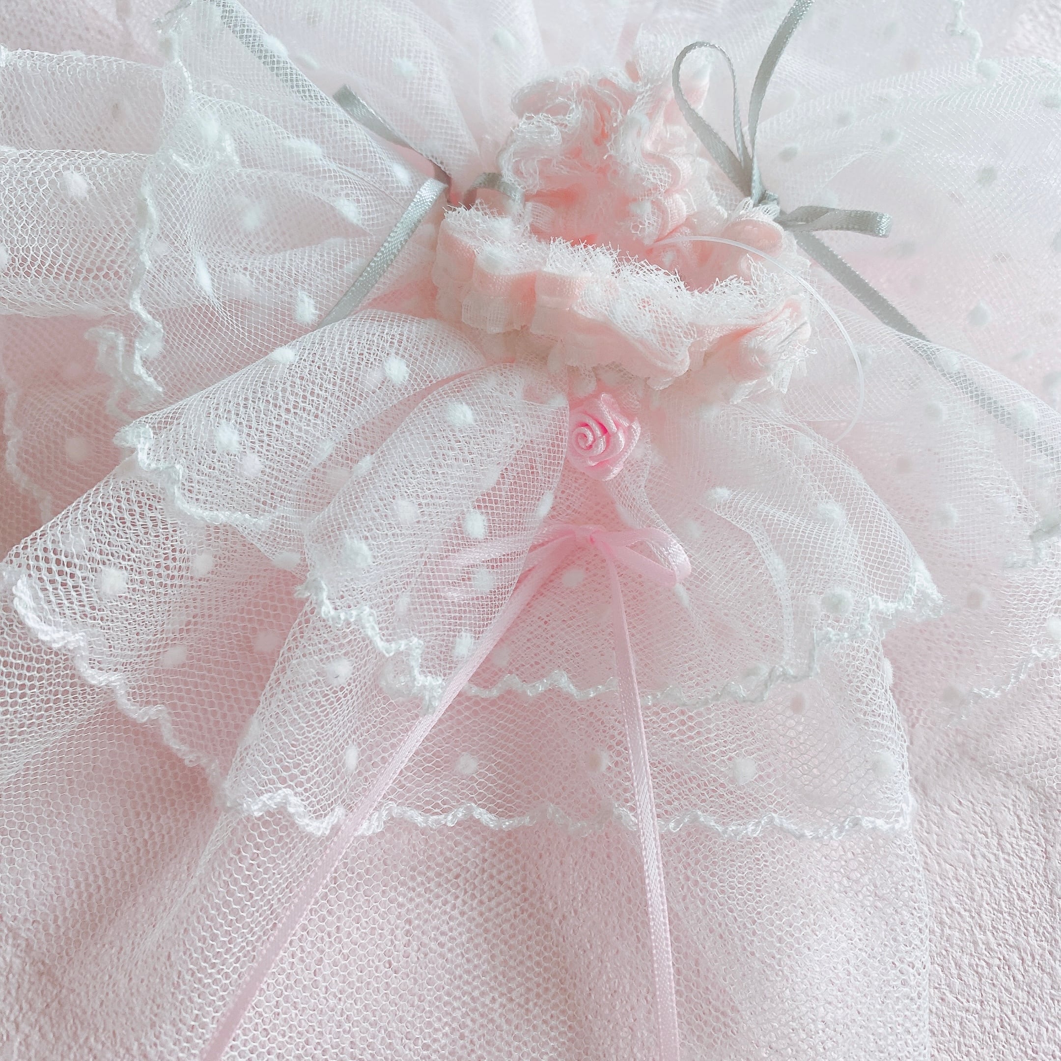 モネ少女　Big シュシュ　ピンクとグレー