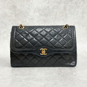 CHANEL シャネル マトラッセ パリ限定 チェーンショルダーバッグ ラム ブラック 4230