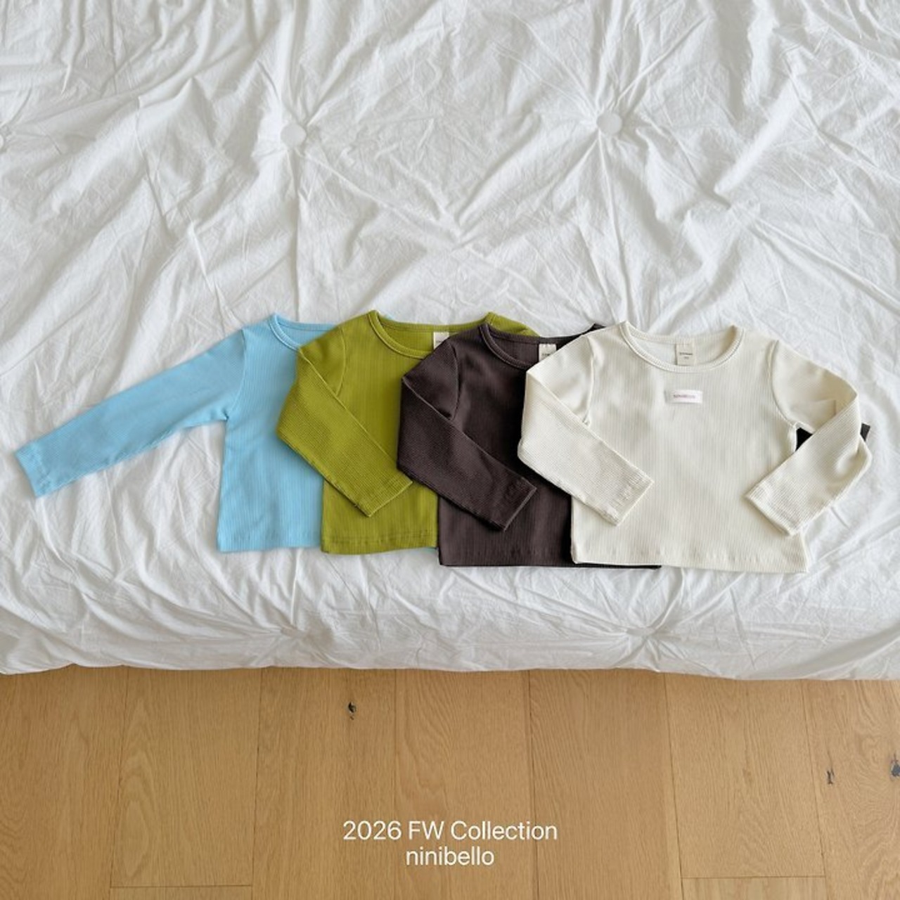 韓国子供服 / ninibello / Vive Ribbed T-shirt  / 長袖Ｔシャツ *XS~XXL*