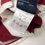 TOMMY HILFIGER トミーヒルフィガー ボーダー ラインストーン 半袖 ポロシャツ L/ボルドー×ホワイト レディース