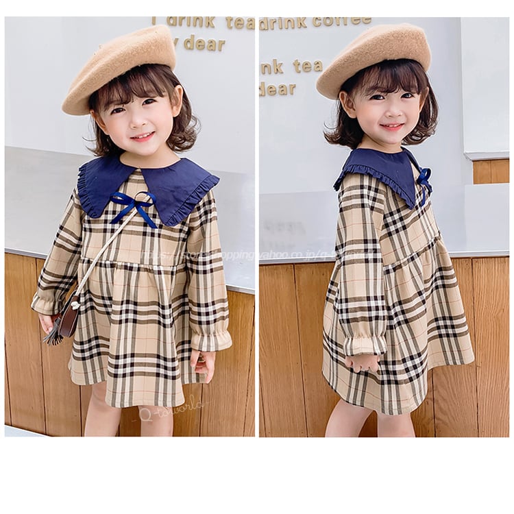 80㎝-120㎝】ワンピース チェック柄 韓国子供服 子供服 女の子 | Q 